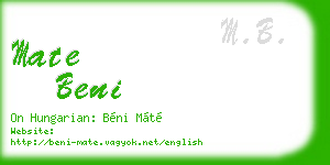 mate beni business card